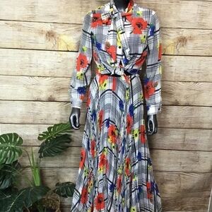 60's Miss Continental by Ned Gould  Plaid Maxi Dress